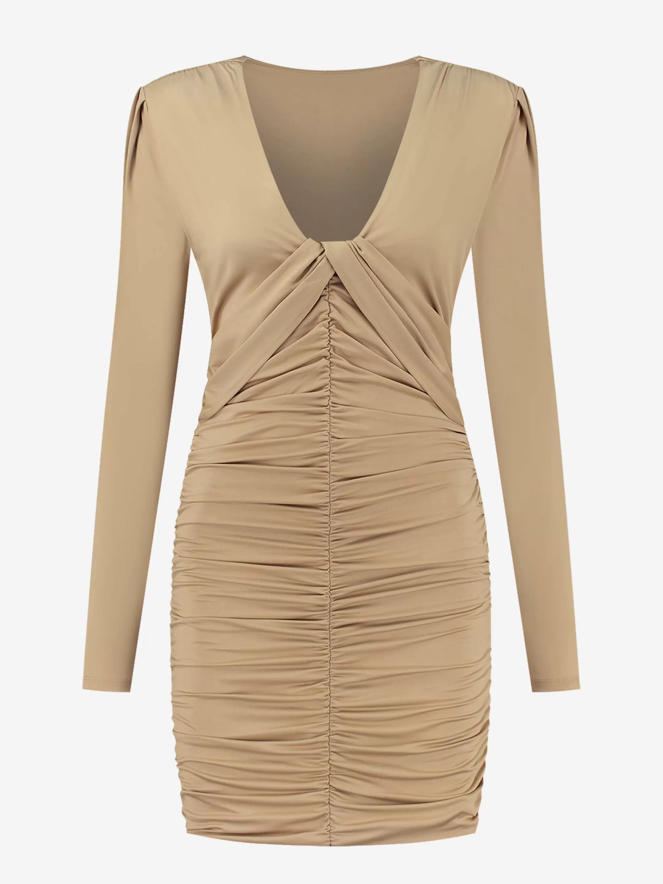 Flash Sale NIKKIE Pleated dress with shoulderpads Latte