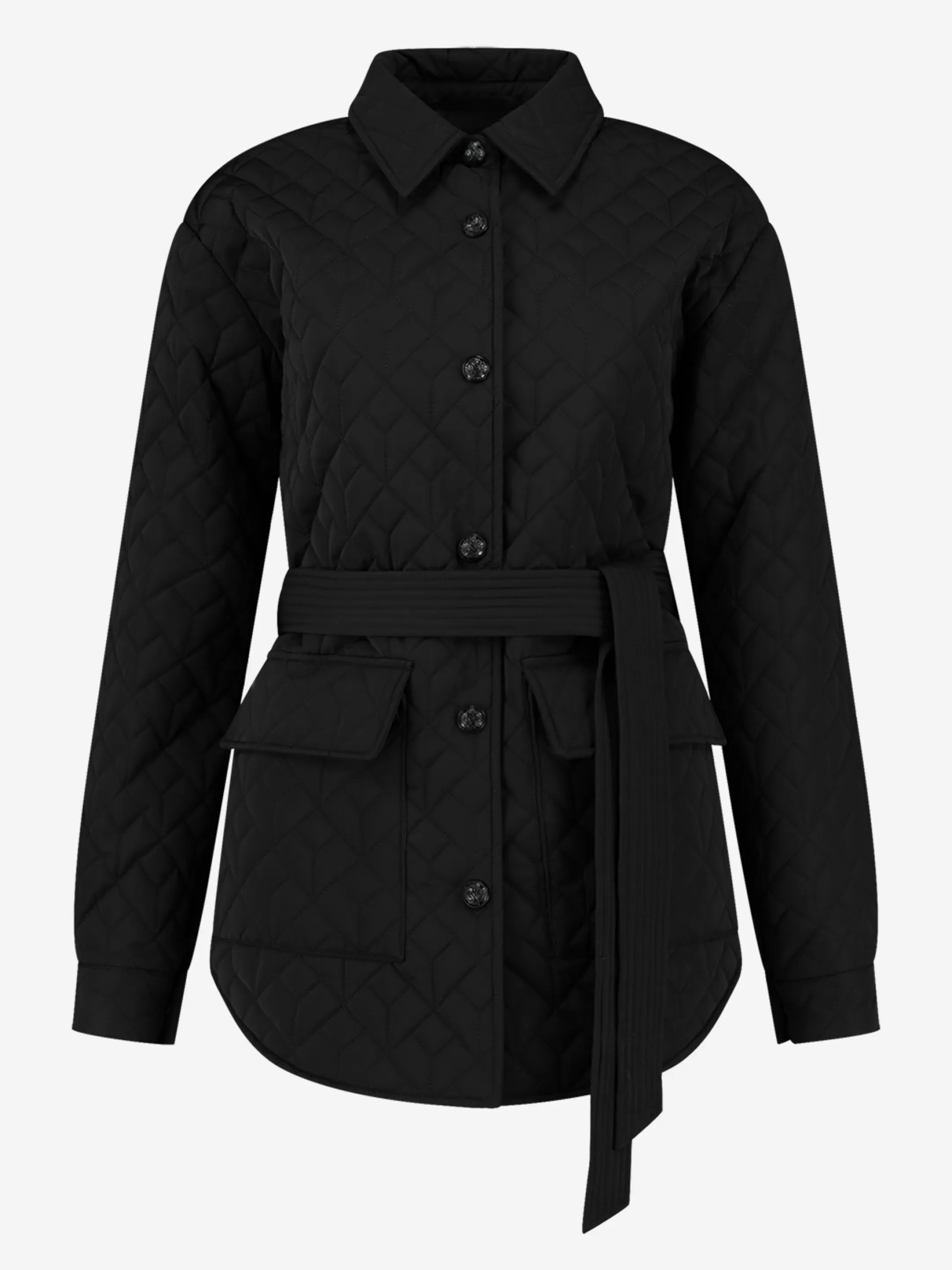 New NIKKIE Quilted jacket with tie belt Black