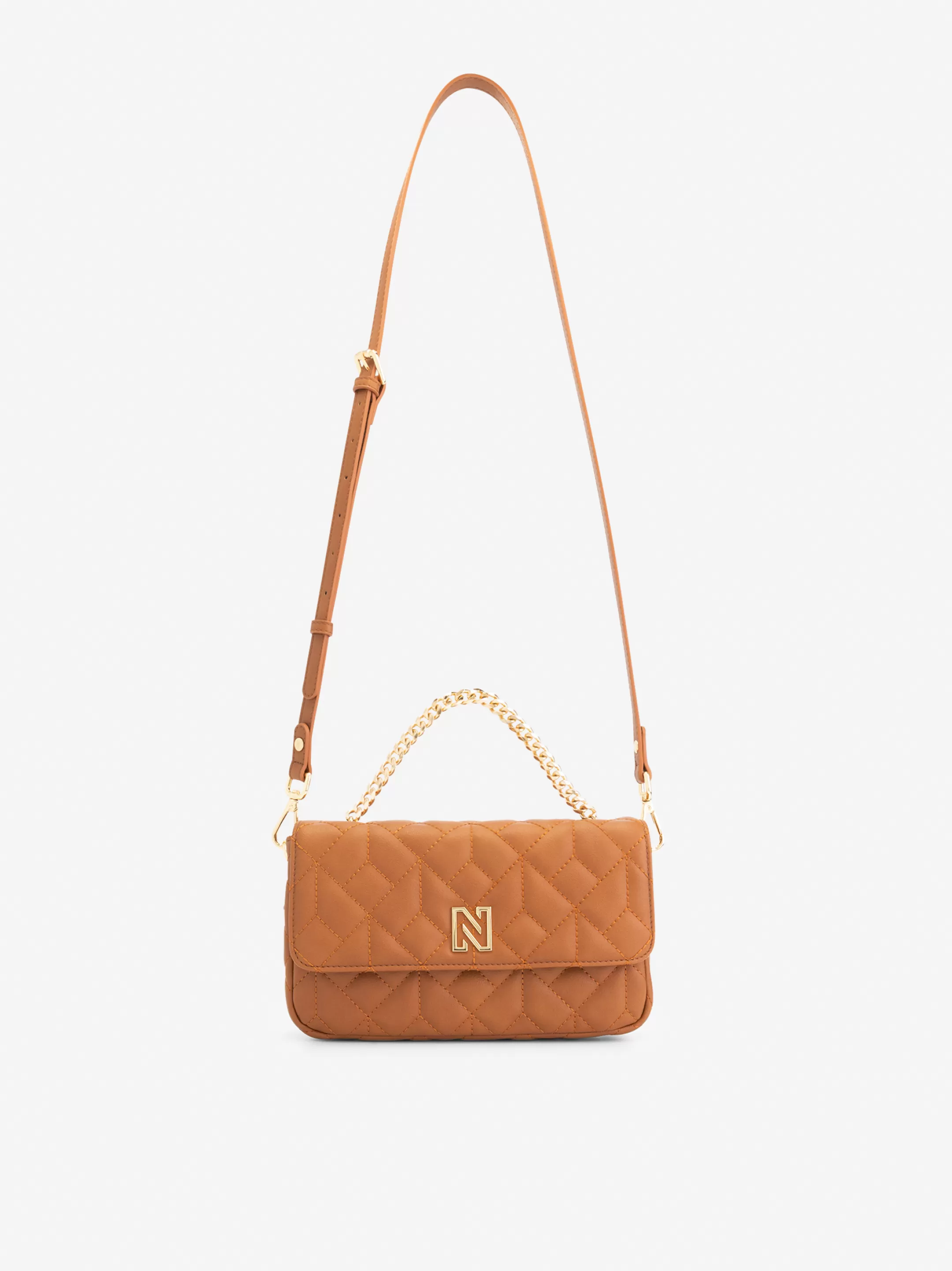 Cheap NIKKIE Quilted shoulder bag with chain Autumn Brown