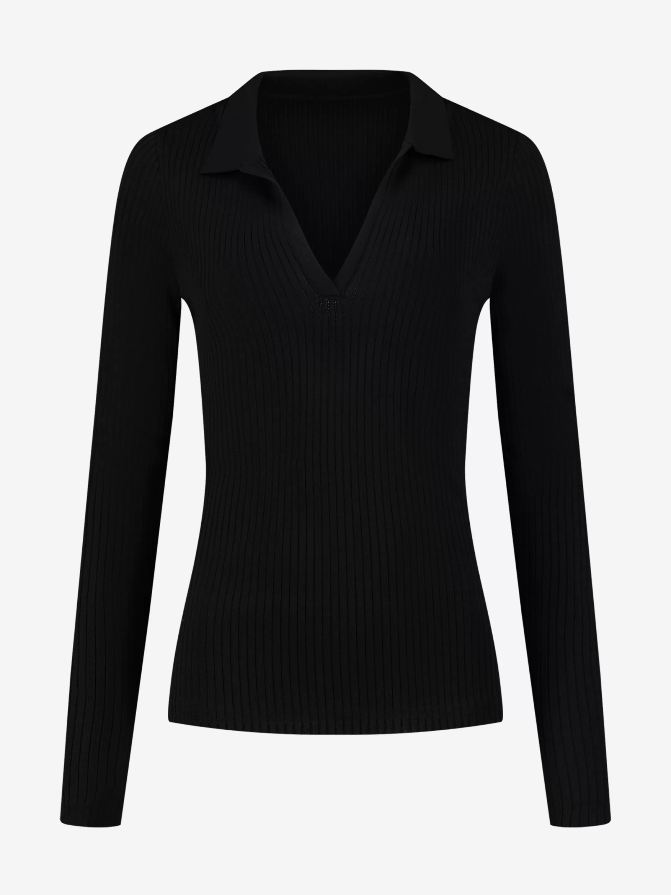 Shop NIKKIE Rib Top with V-neckline Black