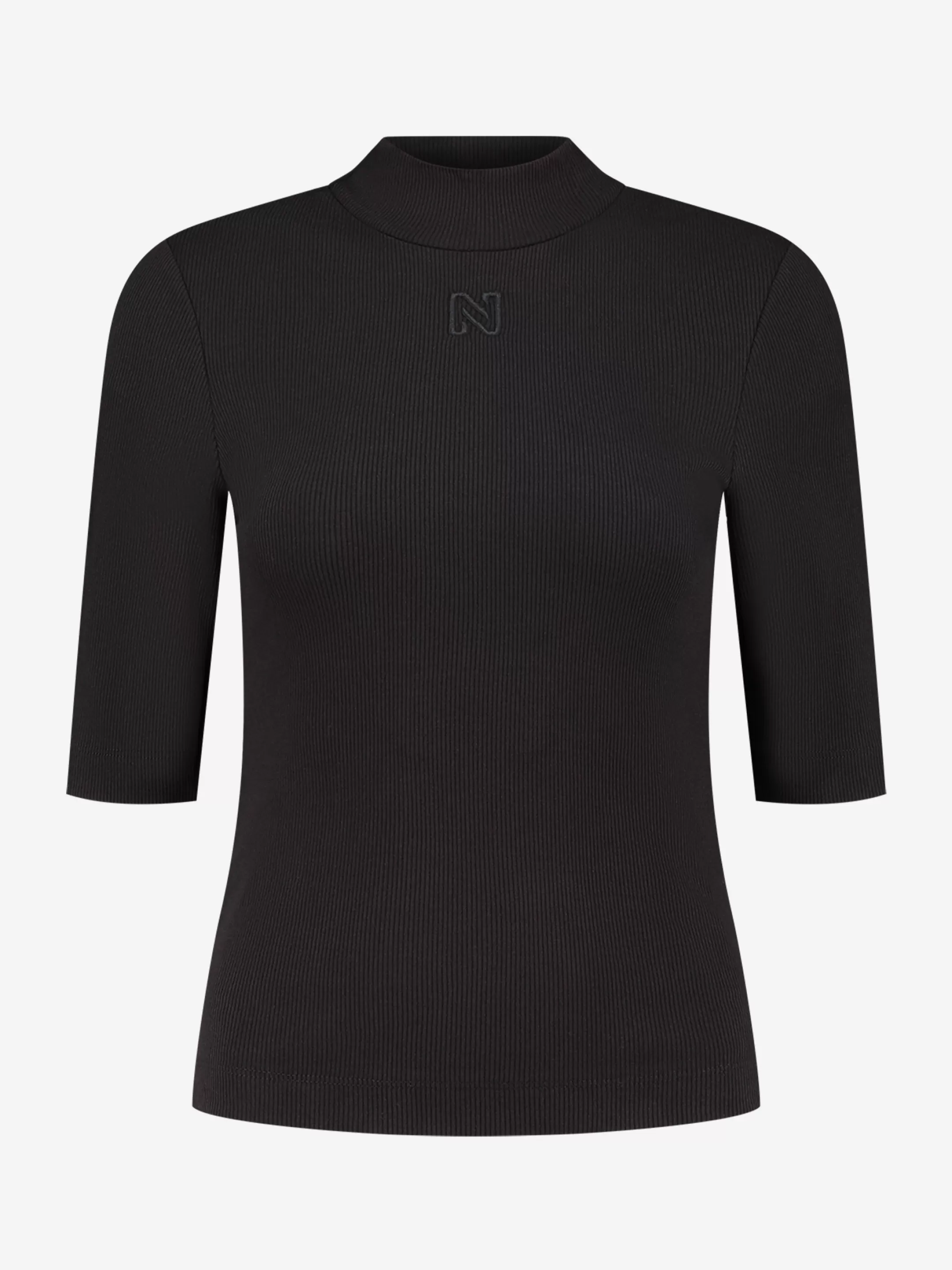 Cheap NIKKIE Ribbed top with col Black
