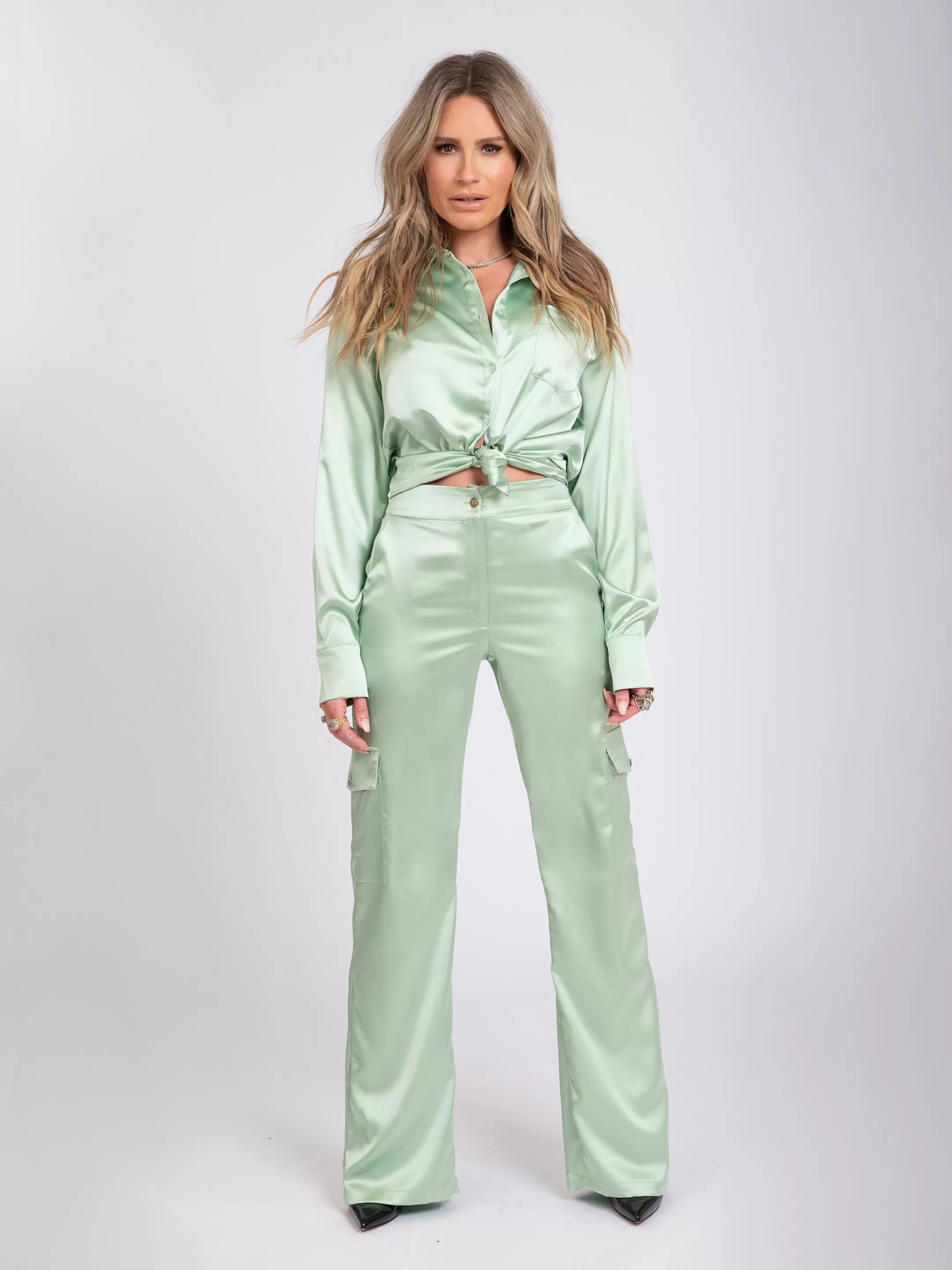 Clearance NIKKIE Satin look blouse Matcha