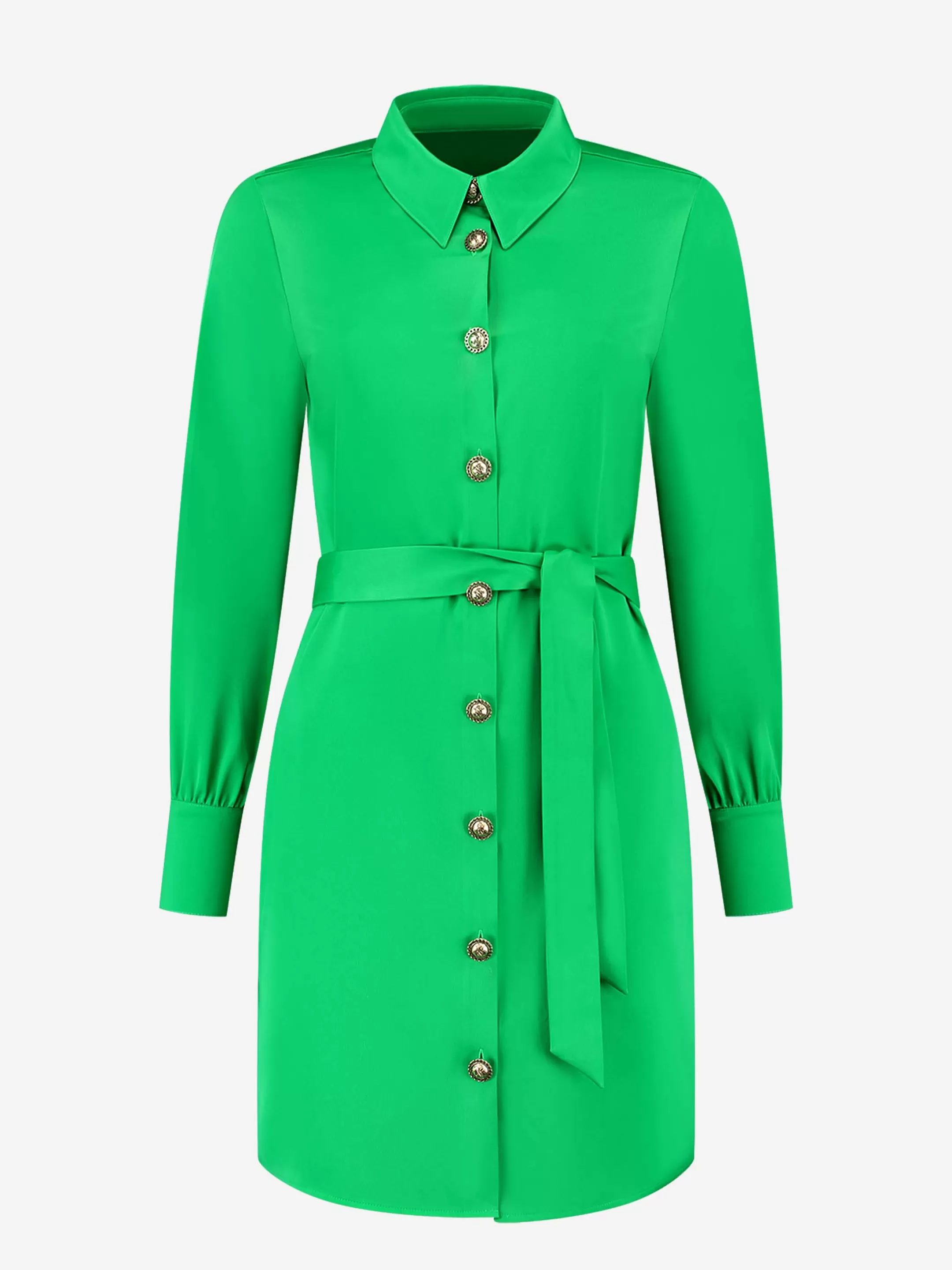 Clearance NIKKIE Satin look dress with tie belt Fern Green