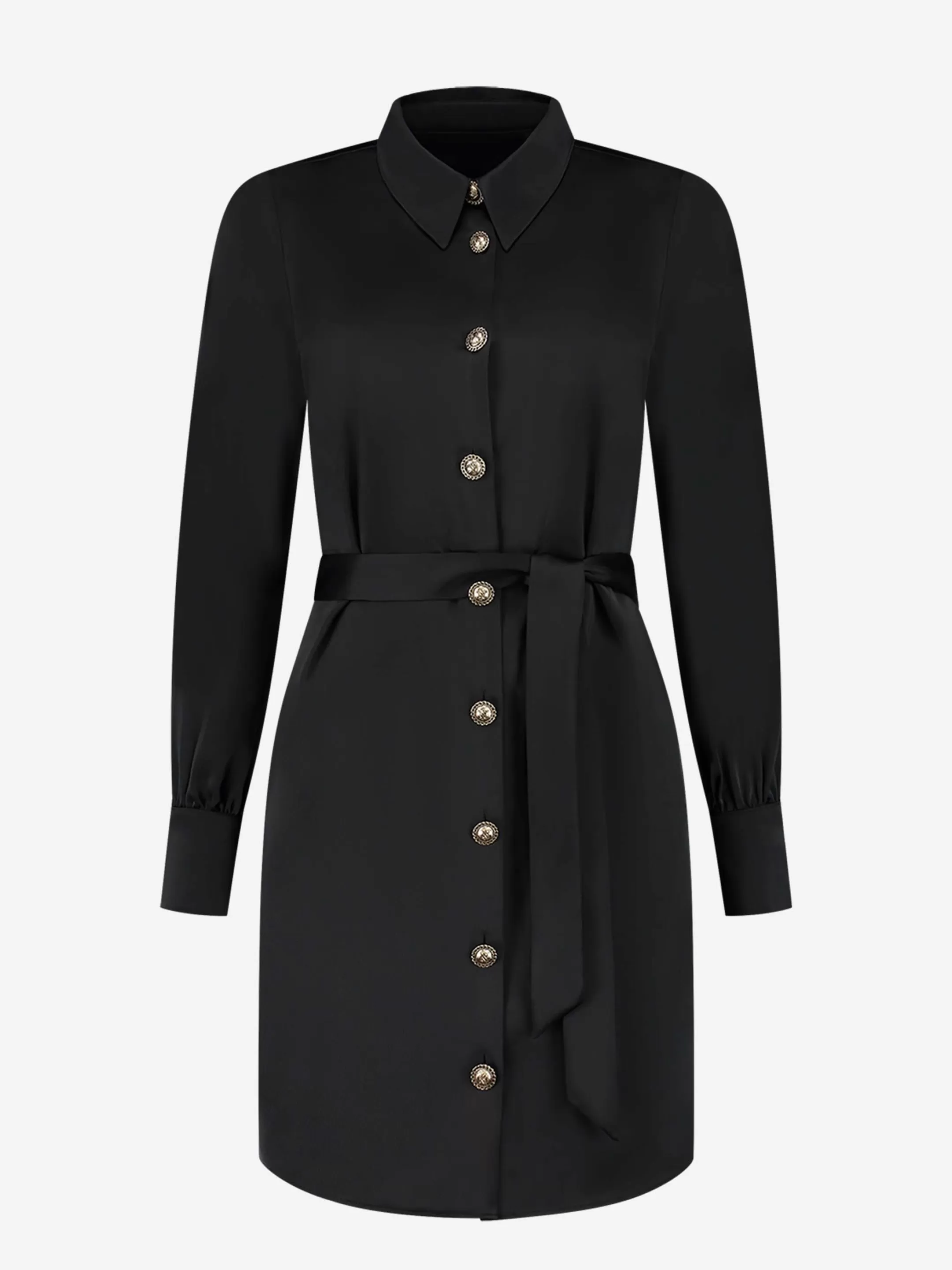 Sale NIKKIE Satin look dress with tie belt Black