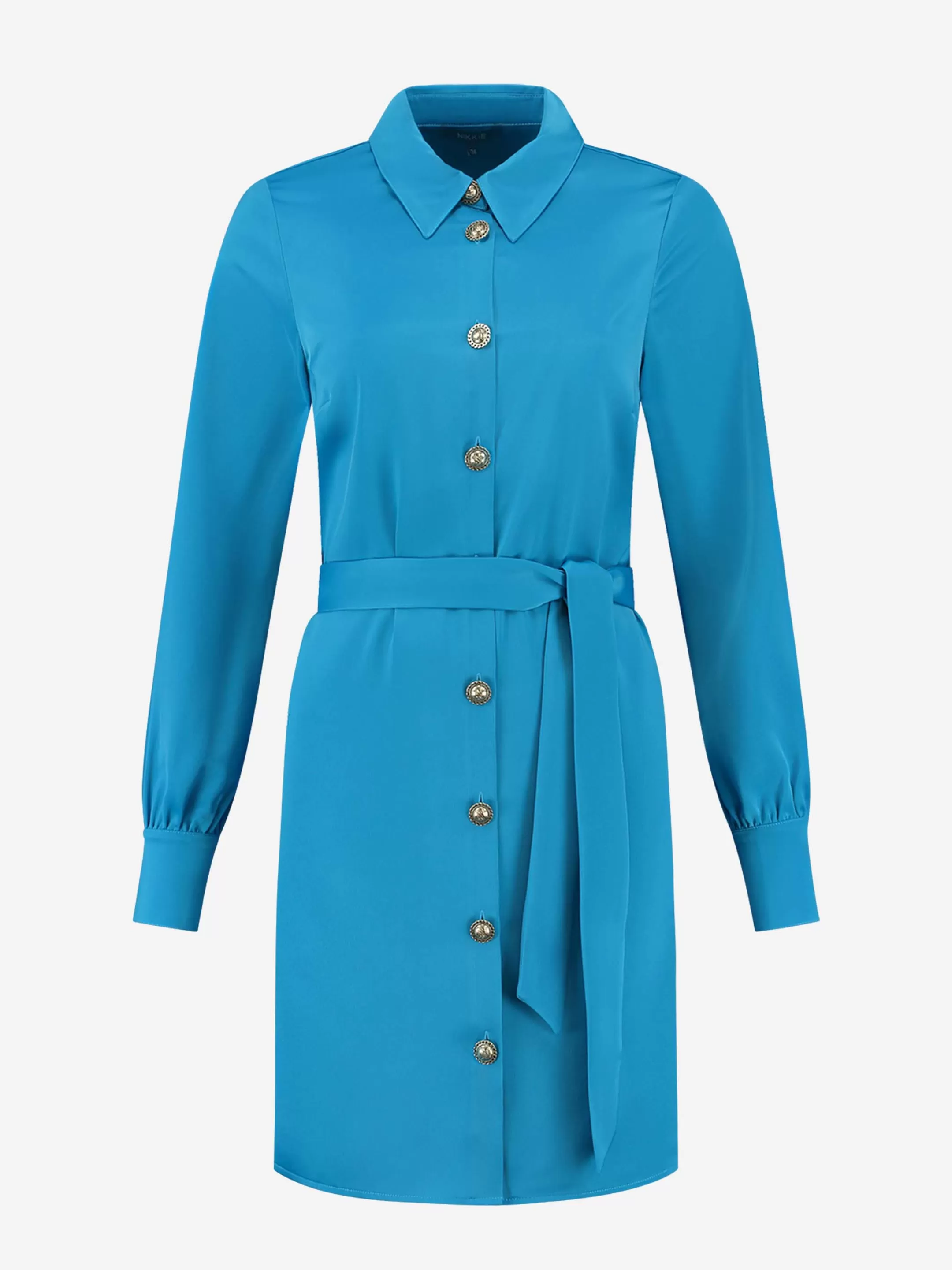 Sale NIKKIE Satin look dress with tie belt Dresden Blue