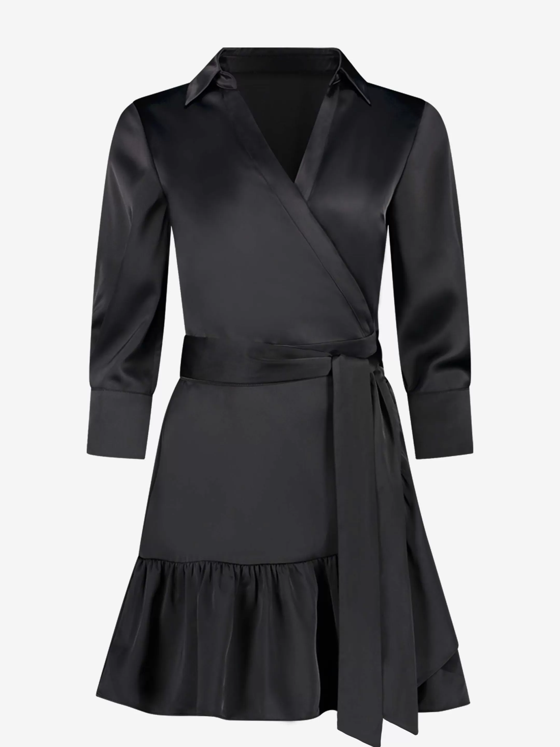 Clearance NIKKIE Satin look wrap dress Black