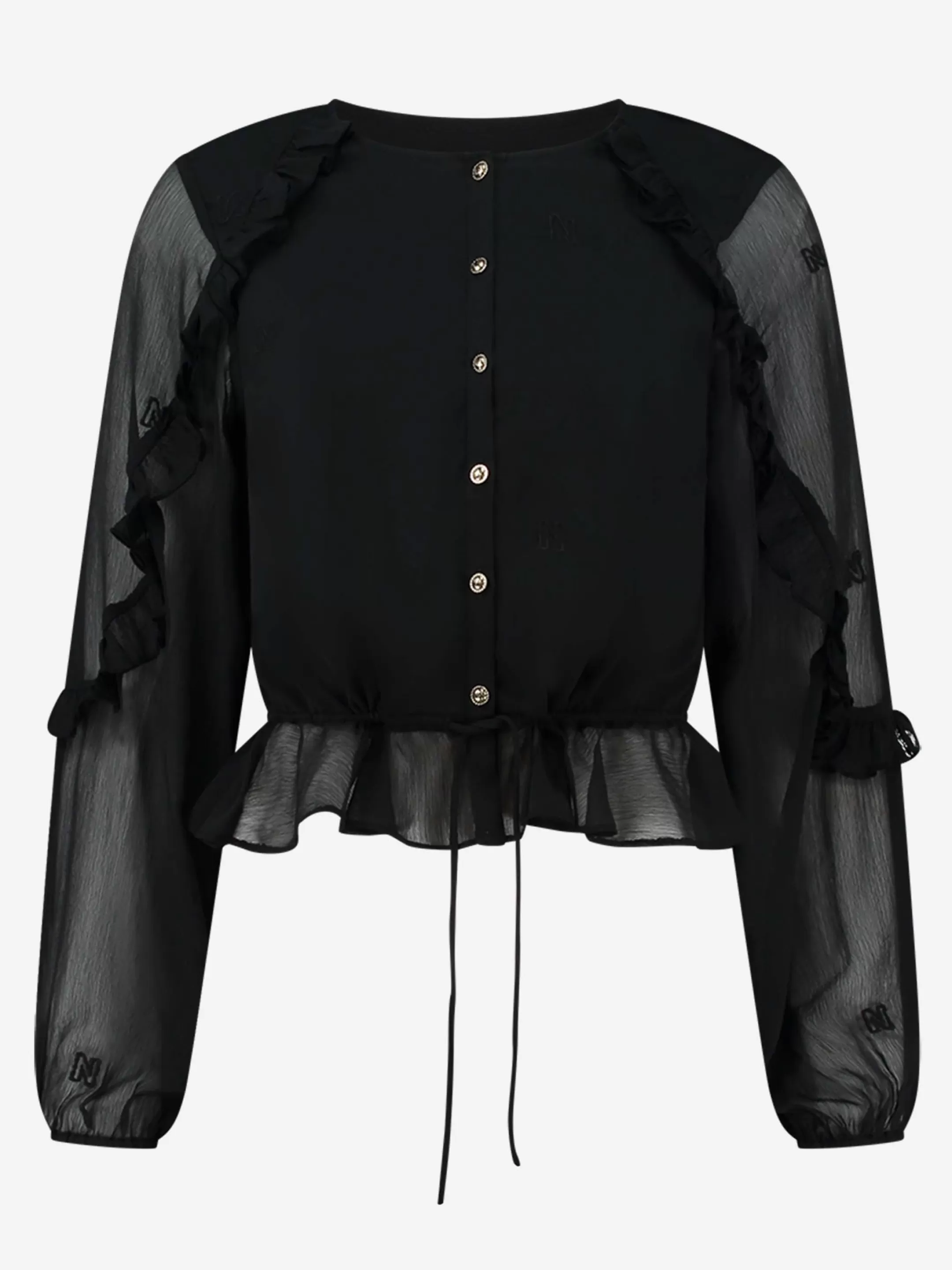 Outlet NIKKIE Semitransparent Blouse with ruffles   Black