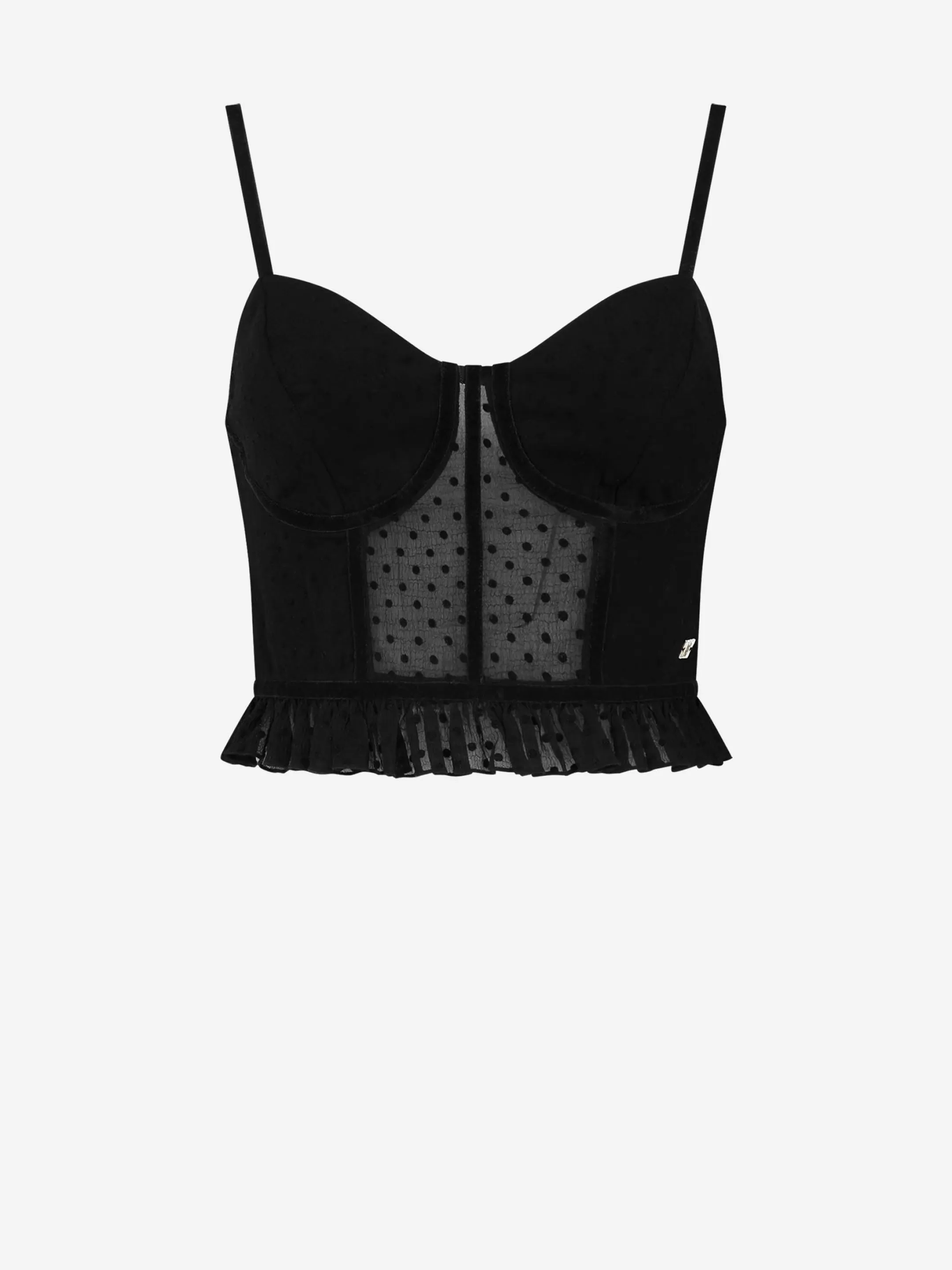 Hot NIKKIE Semitransparent Dotted crop top Black