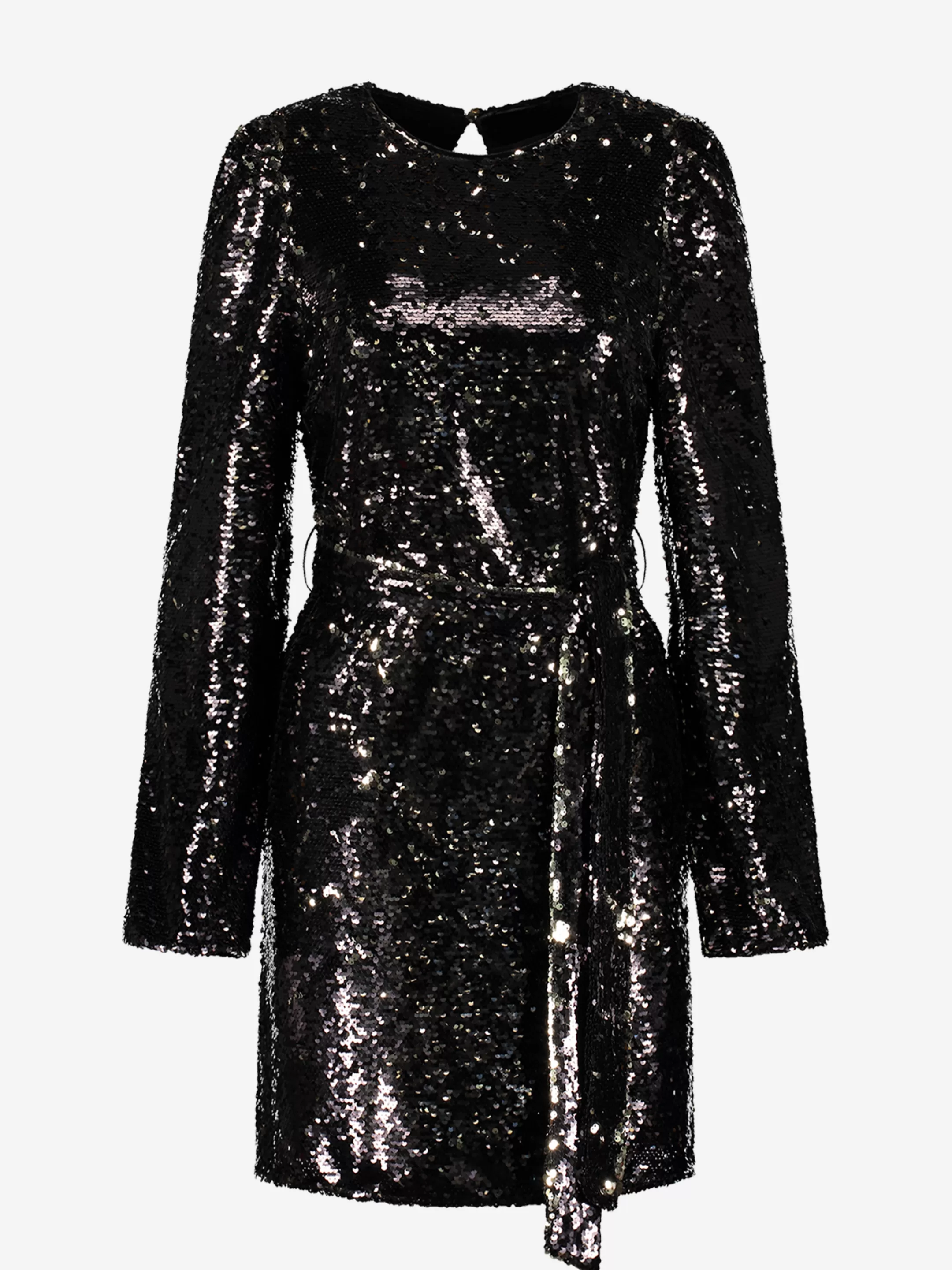 New NIKKIE Sequin dress with tie belt Black