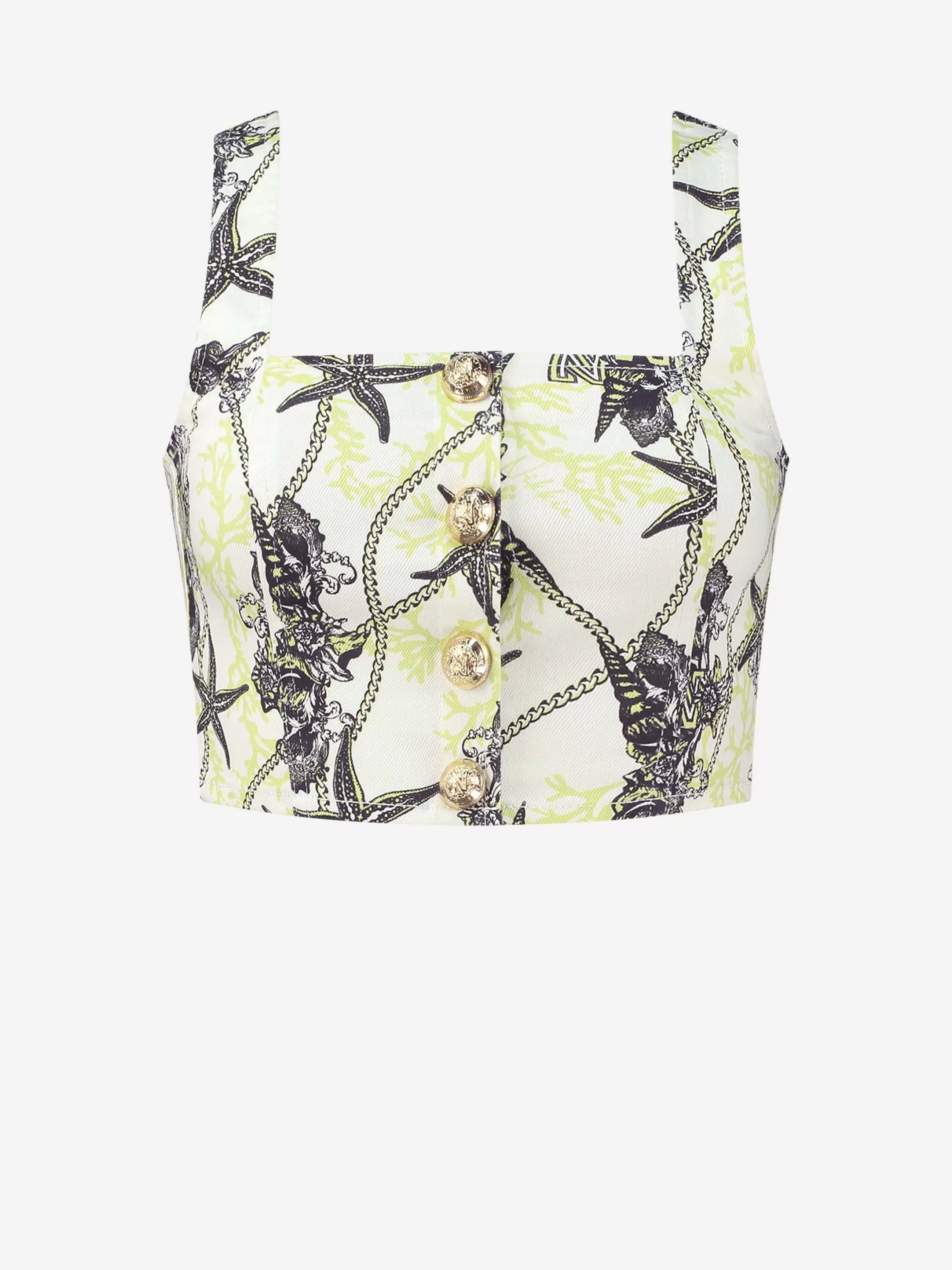 Cheap NIKKIE Short Fitted denim top with print Star White/Lime Yellow