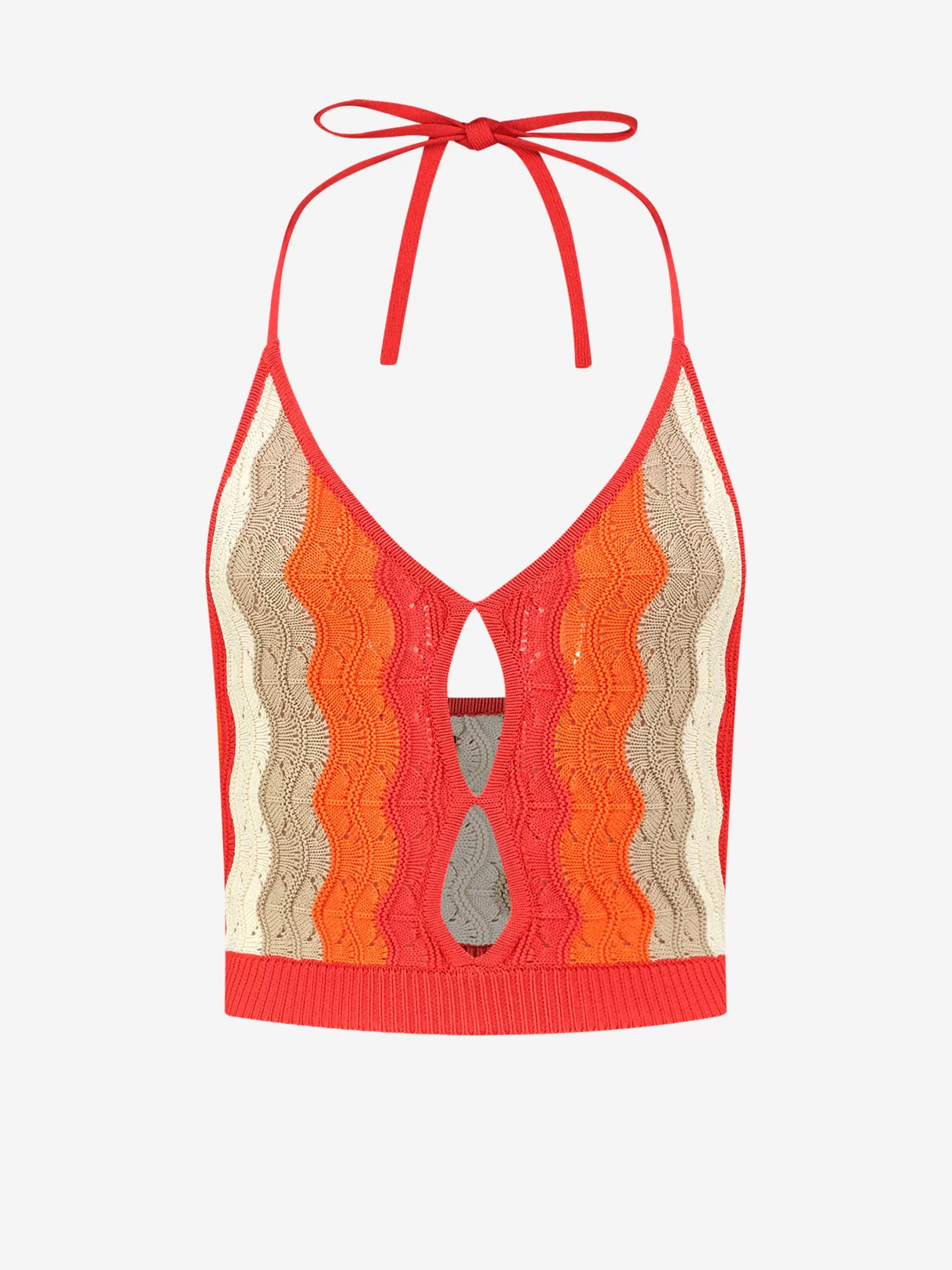 Cheap NIKKIE Short knitted halter top Paprika