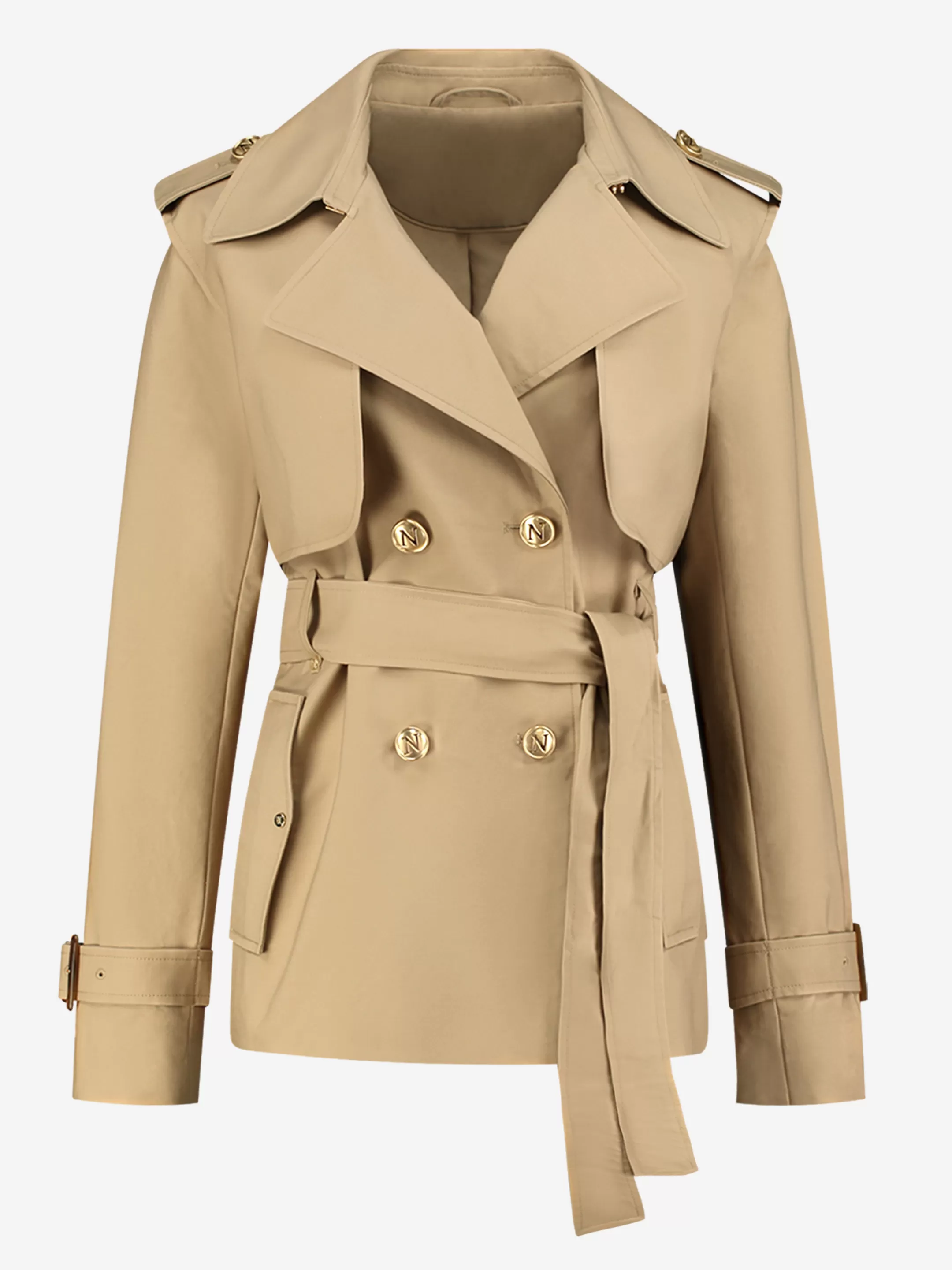 Shop NIKKIE Short Trenchcoat Cashew