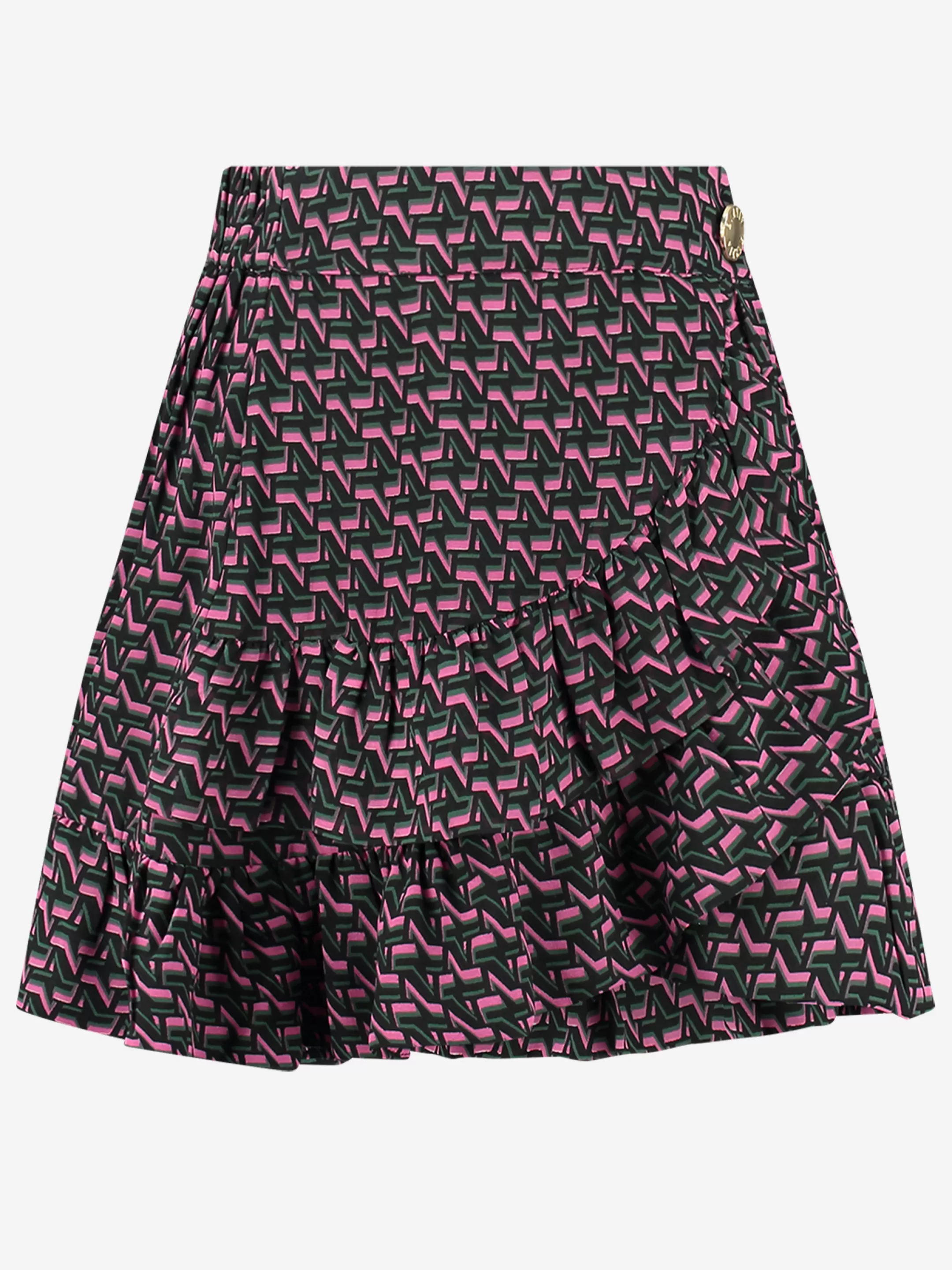 Discount NIKKIE Skirt with ruffles and all-over print Black/Raspberry Rose