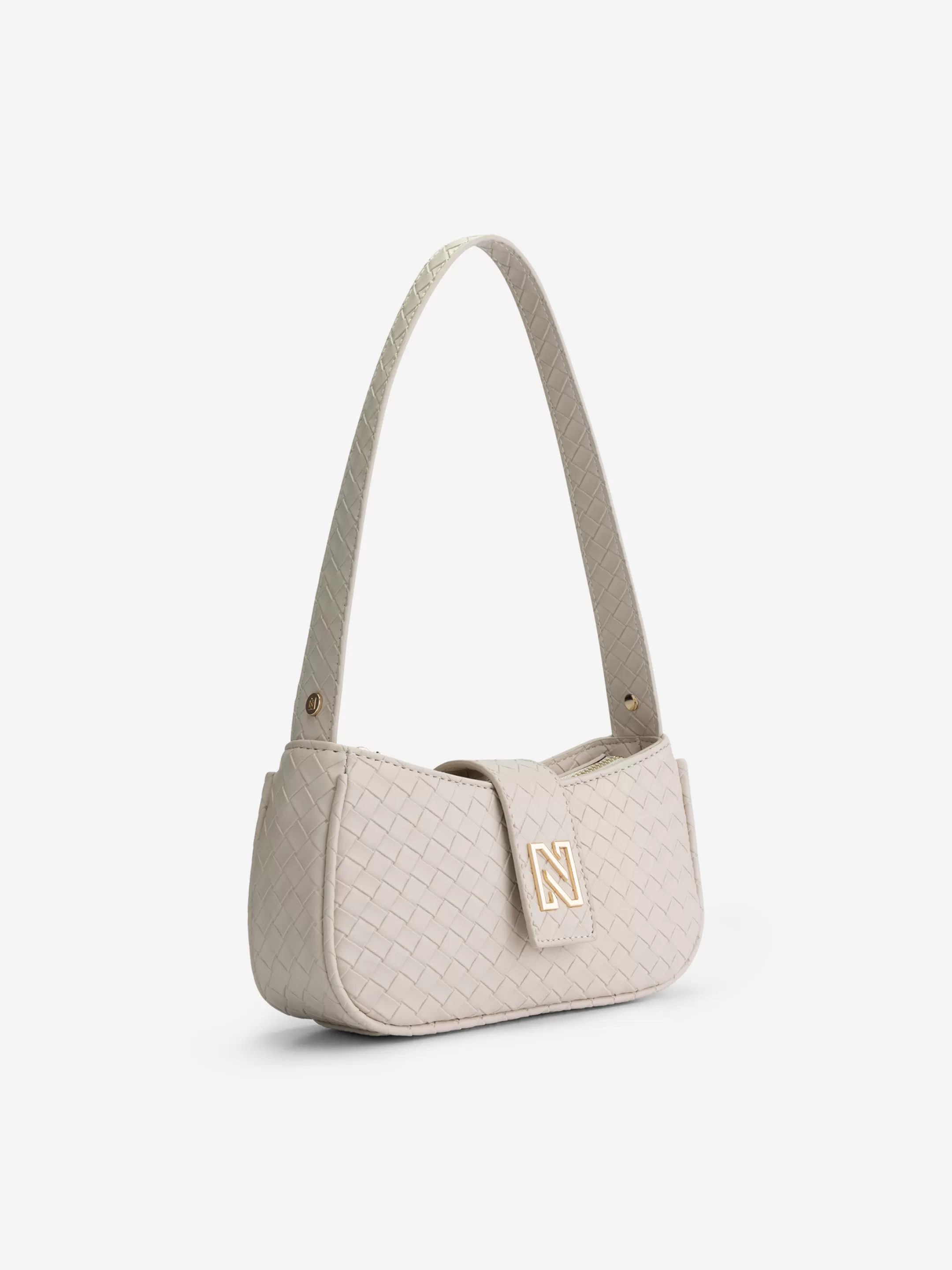 Fashion NIKKIE Small braided Shoulderbag Pearl/Gold