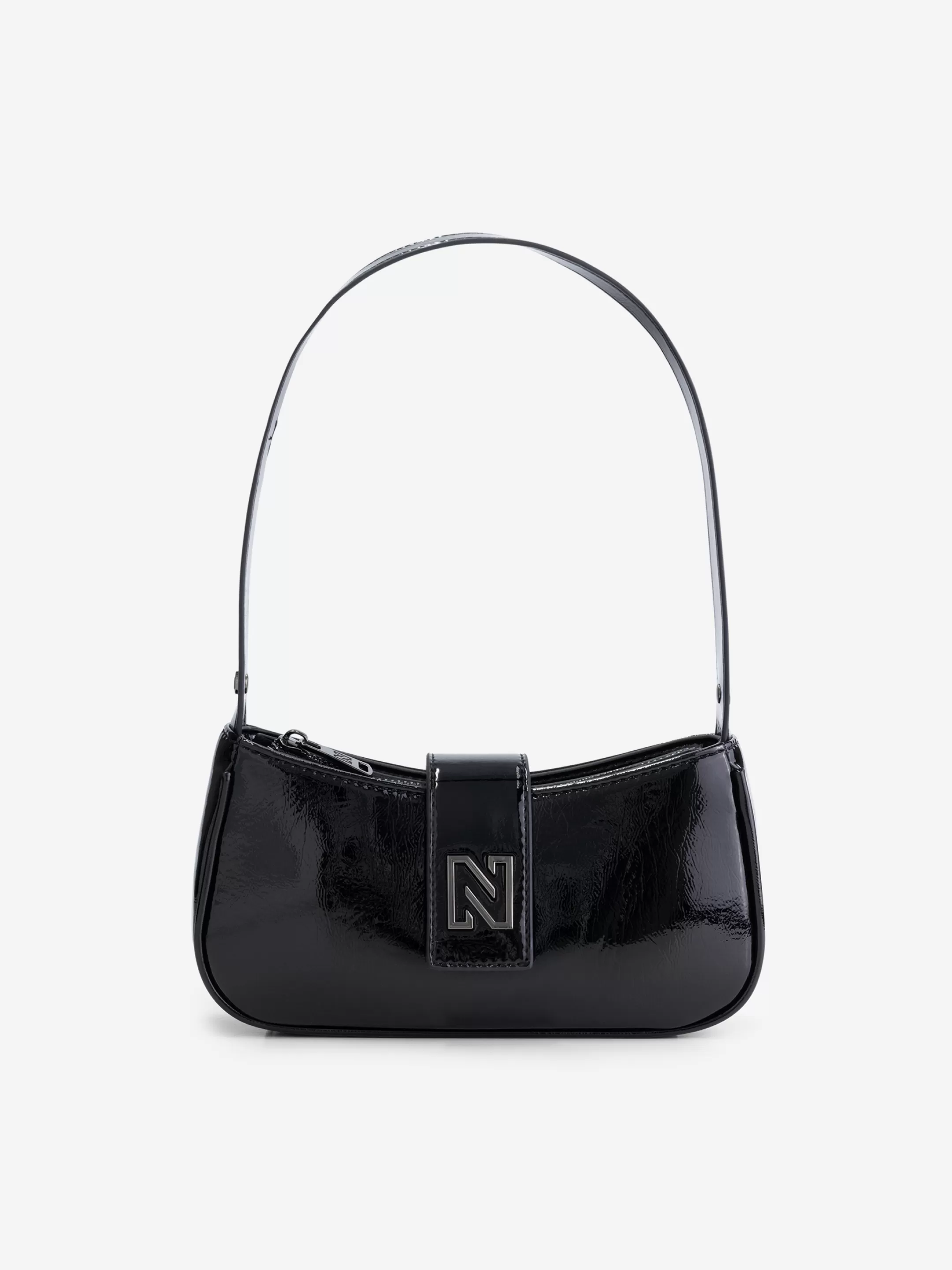 Cheap NIKKIE Small lacquer Shoulderbag Black/Gun Metal