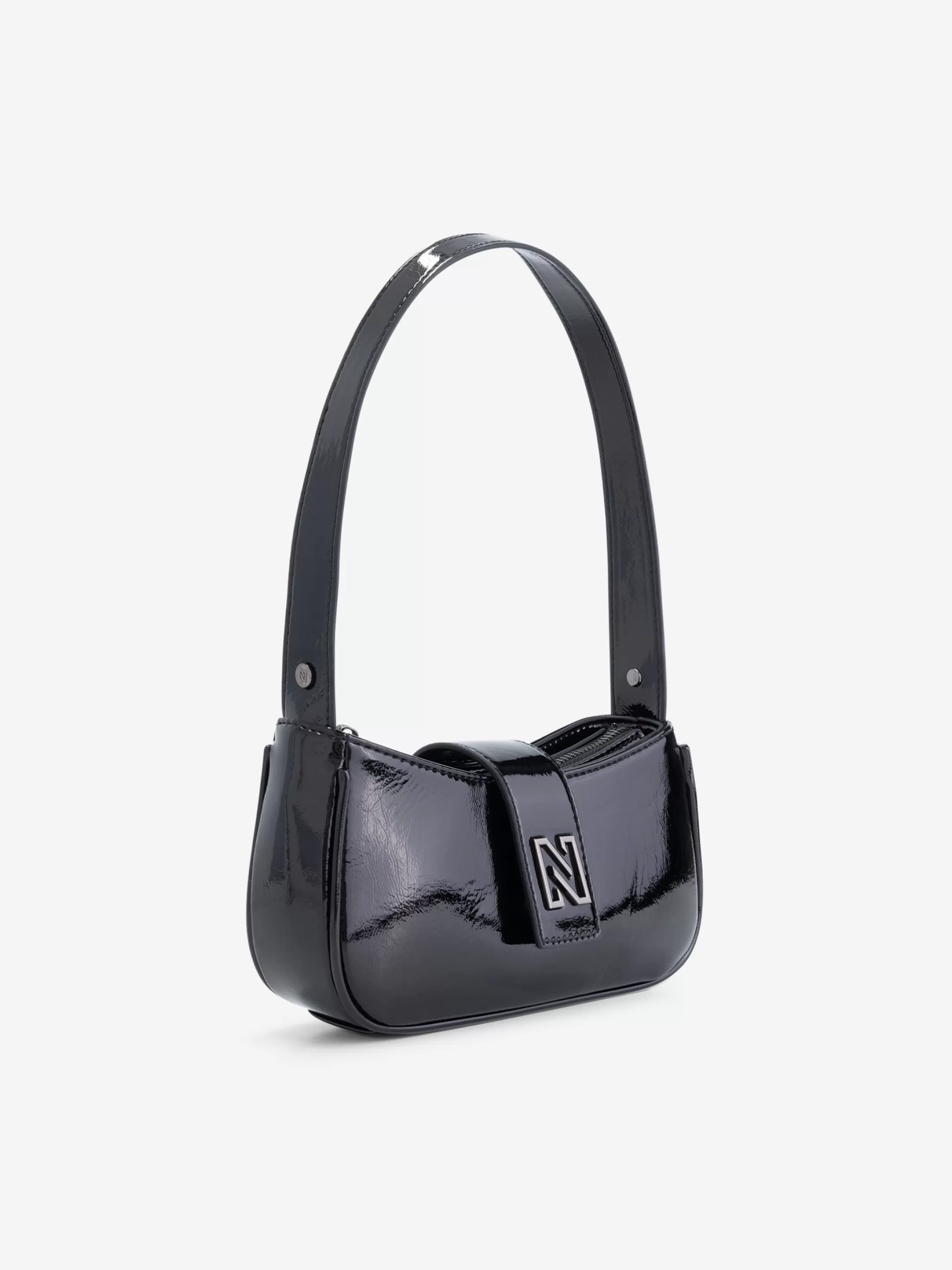 Cheap NIKKIE Small lacquer Shoulderbag Black/Gun Metal