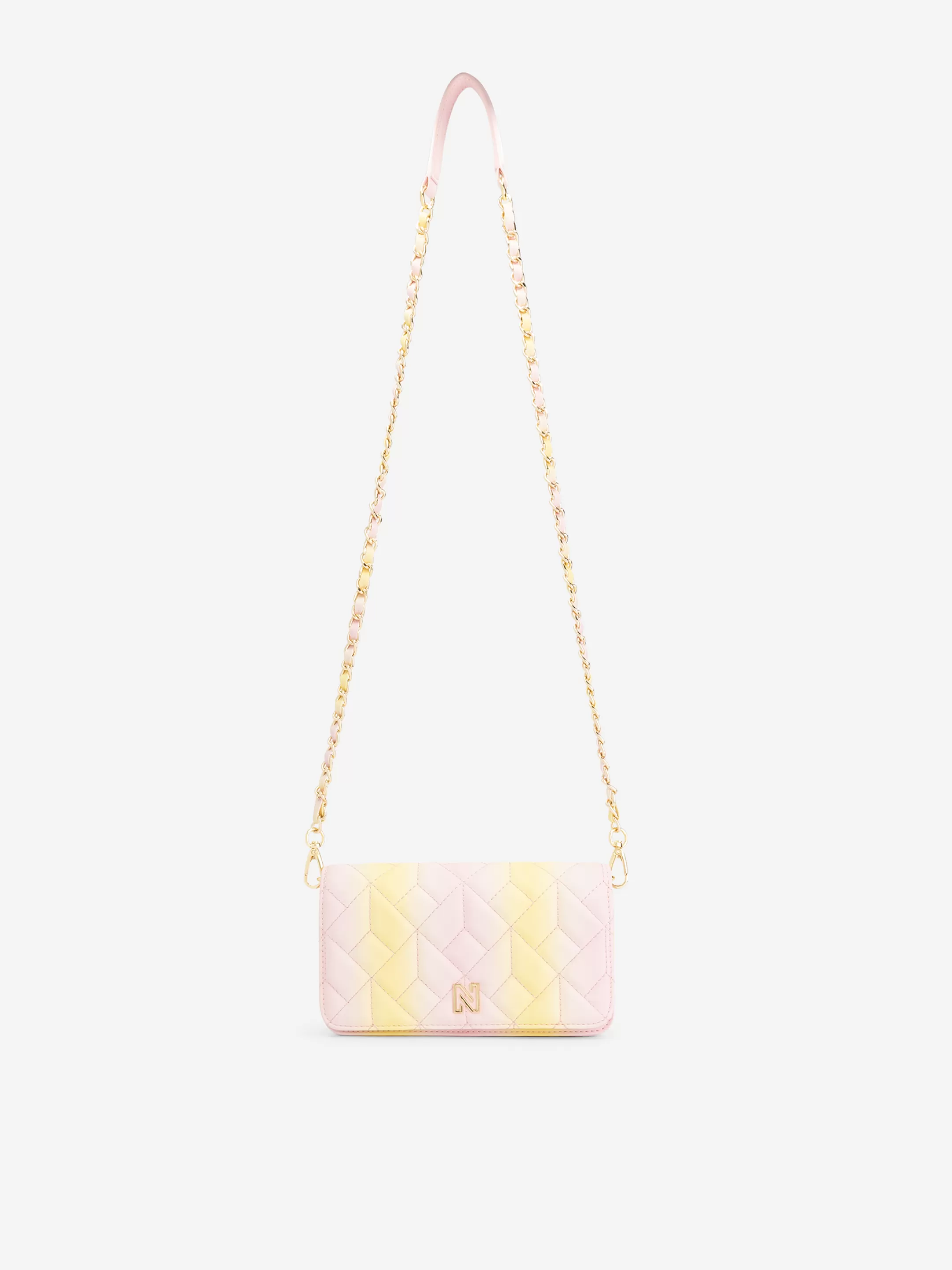 Sale NIKKIE Small Quilted shoulderbag with chain Coral/Lime Yellow