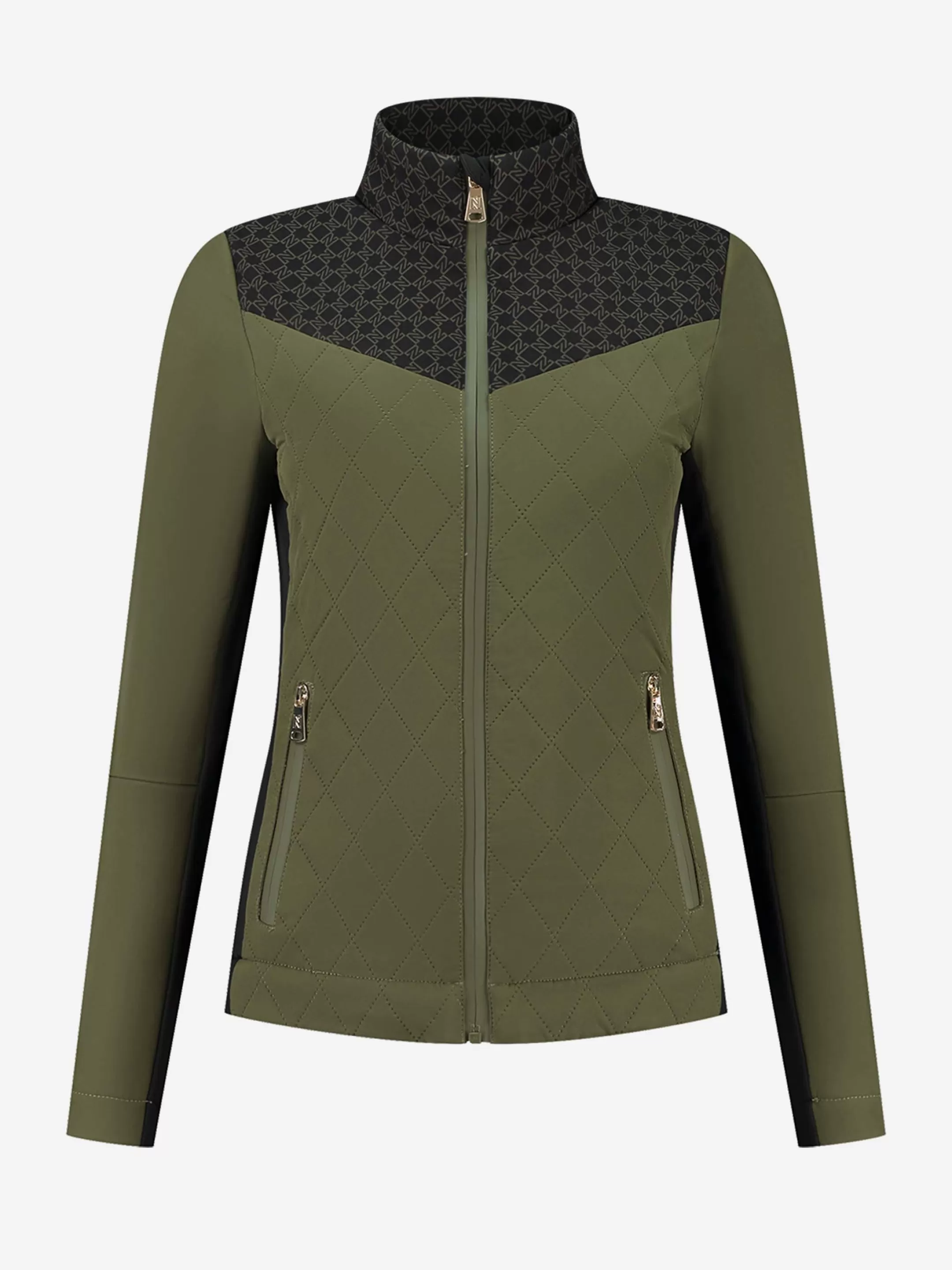 Outlet NIKKIE Softshell riding jacket with N monogram Olive Night
