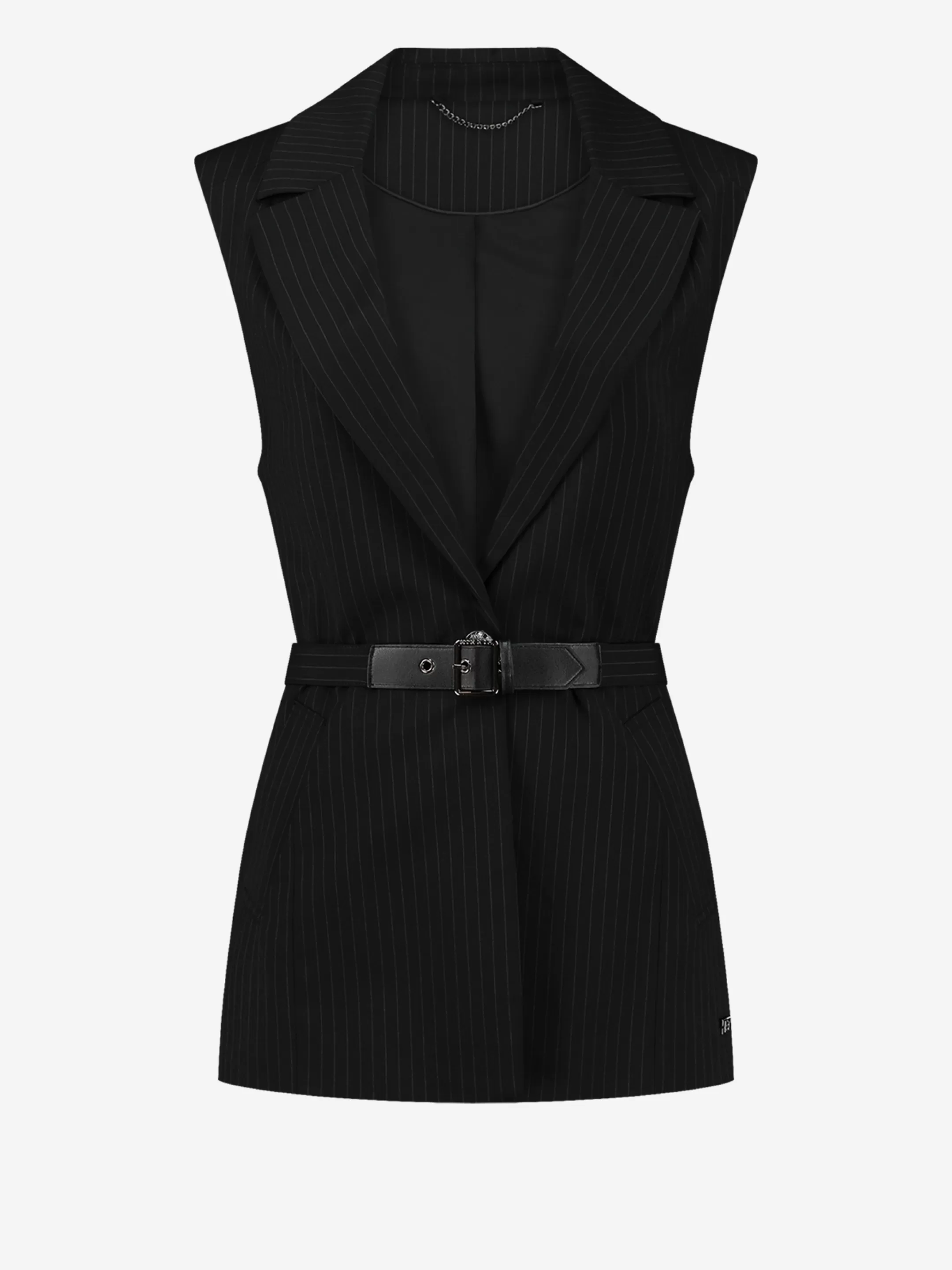 Outlet NIKKIE Striped Waistcoat with belt Black