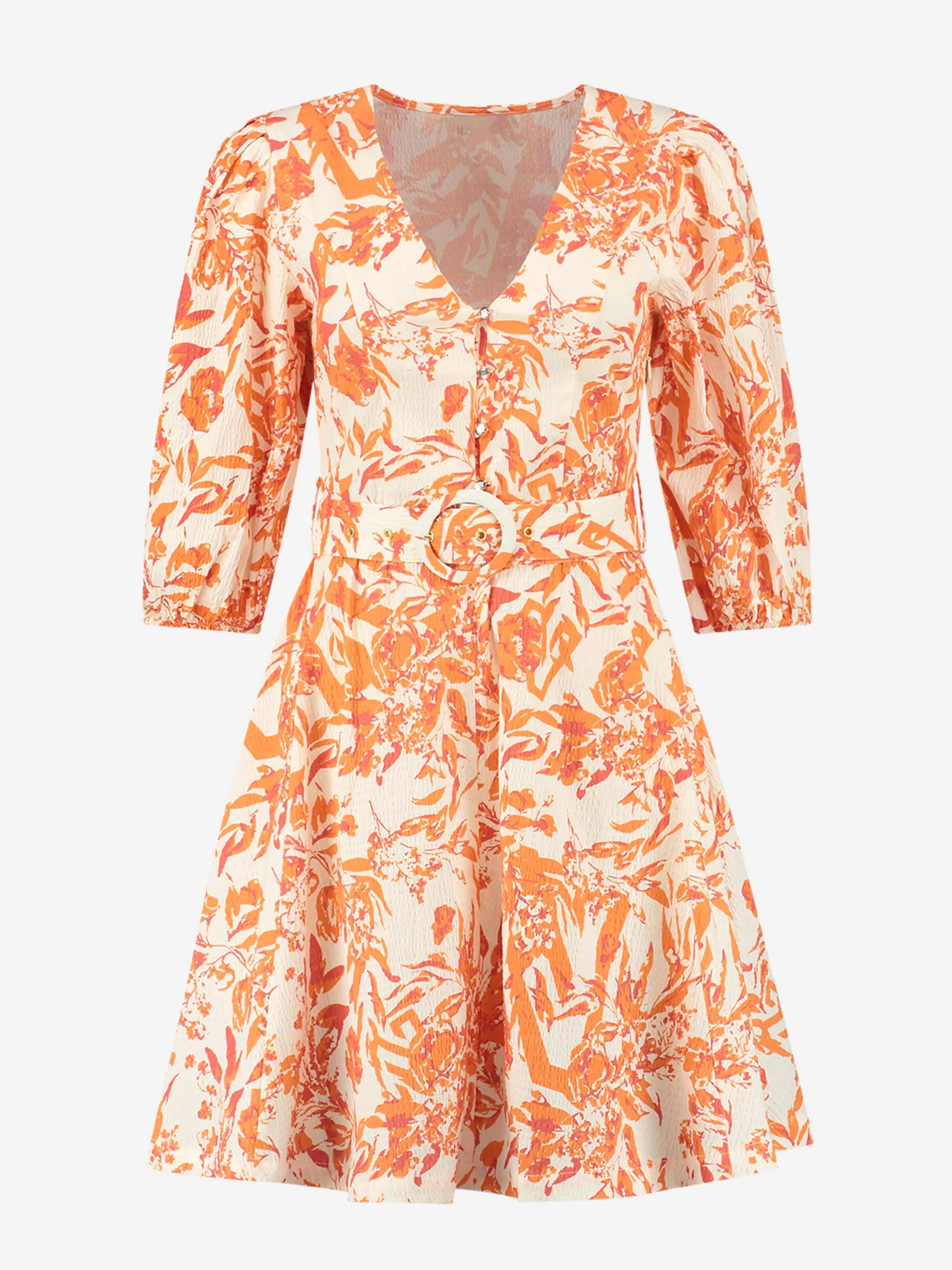 Cheap NIKKIE Structered dress with belt Sun Orange/Cream