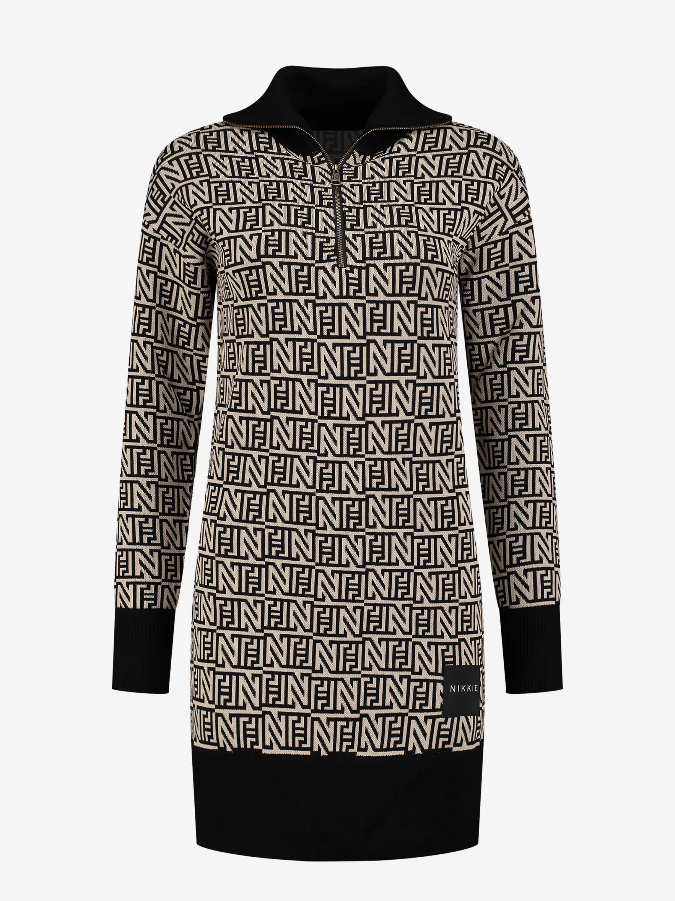Online NIKKIE Sweat dress with zipper turtle neck Hummus