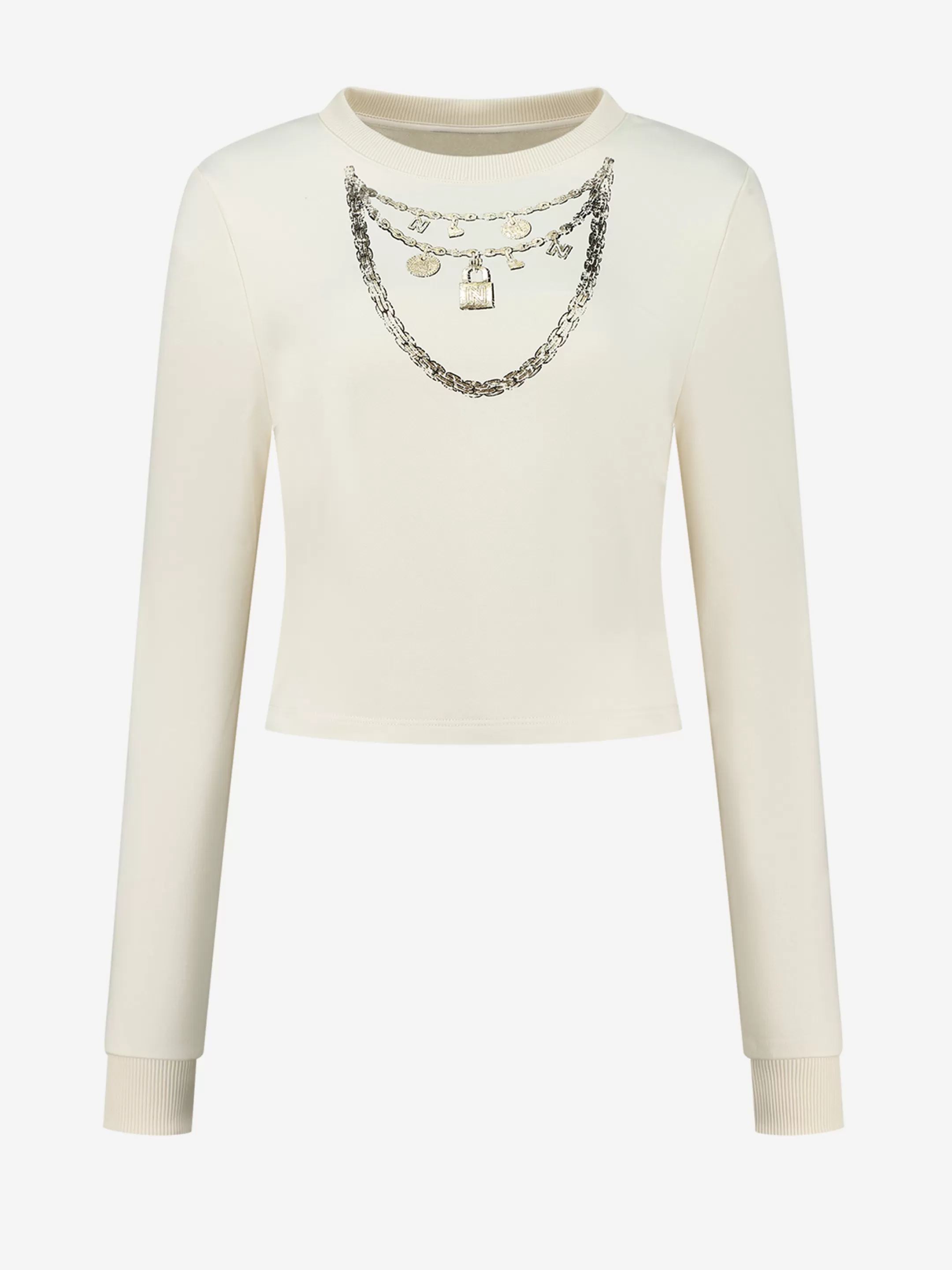 New NIKKIE Sweater with necklace print Pearl