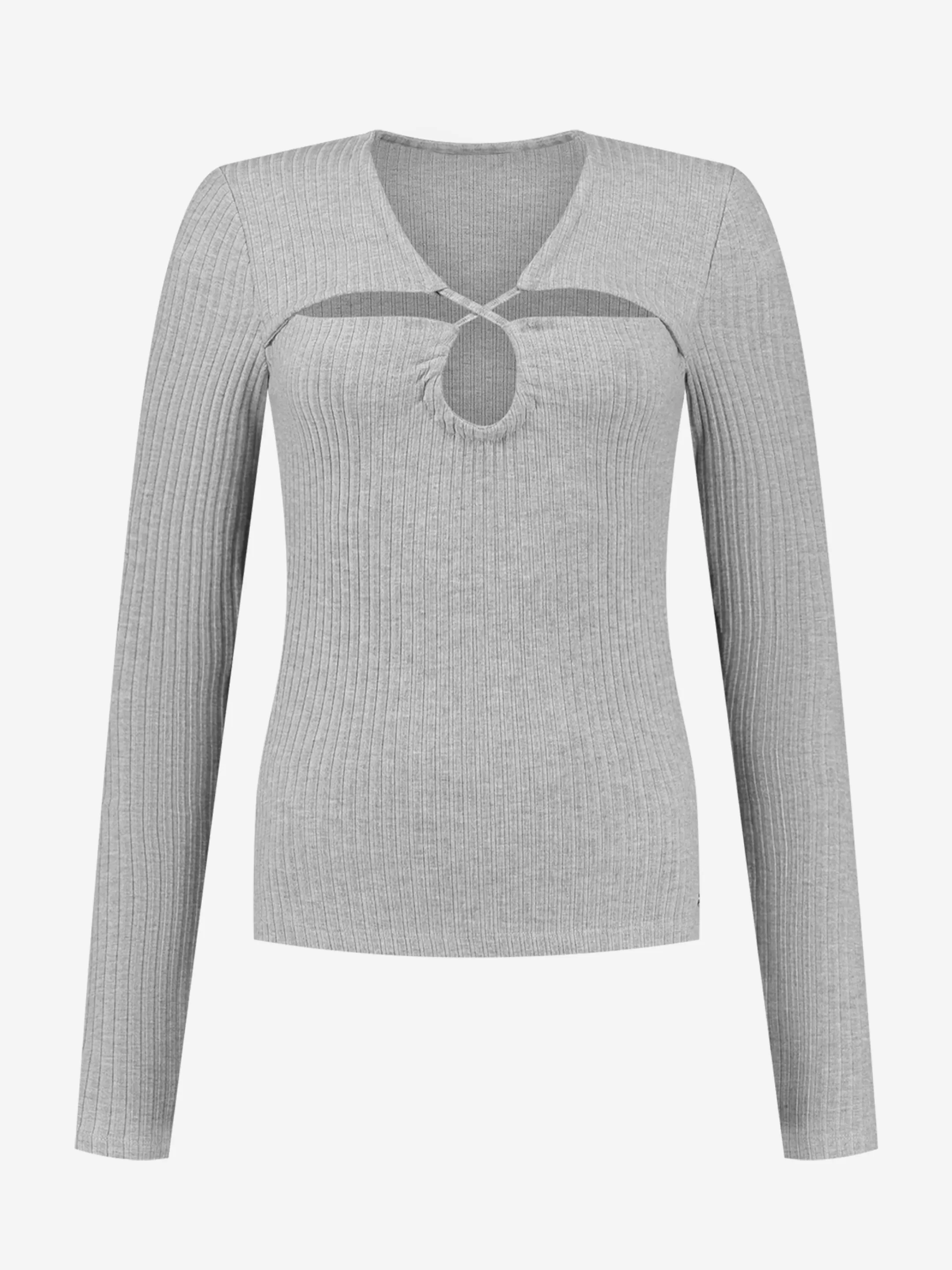 Cheap NIKKIE Top with drawstring cut out Mid Grey Melange