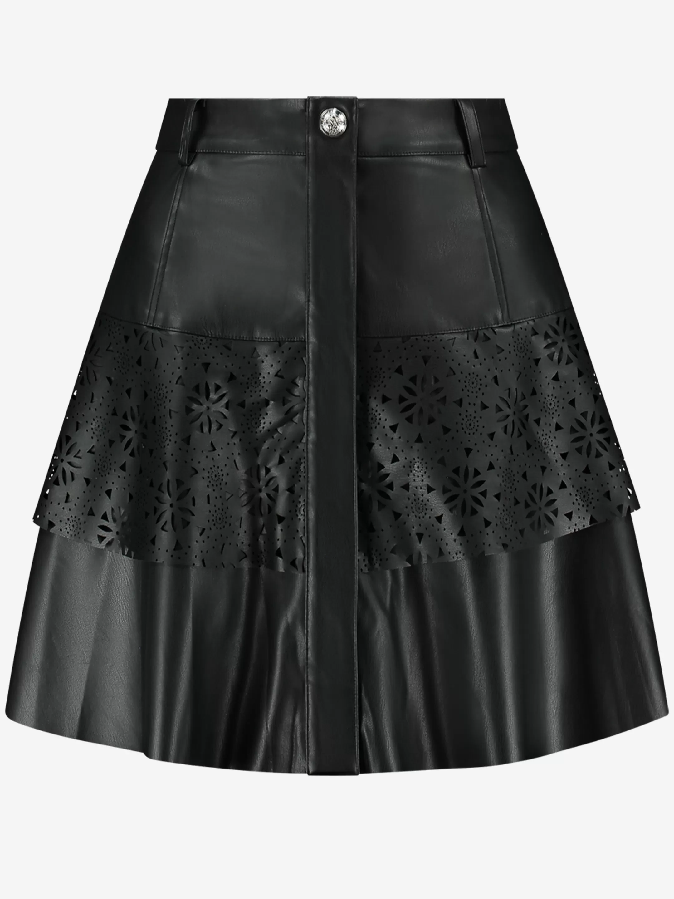 Clearance NIKKIE Vegan leather A-line skirt Black