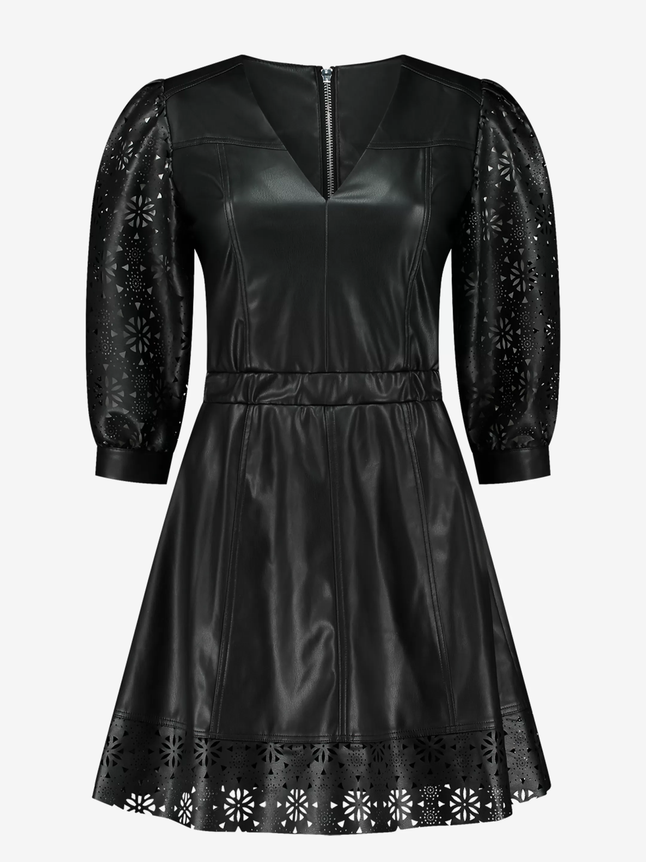 Sale NIKKIE Vegan leather dress with cut out pattern Black