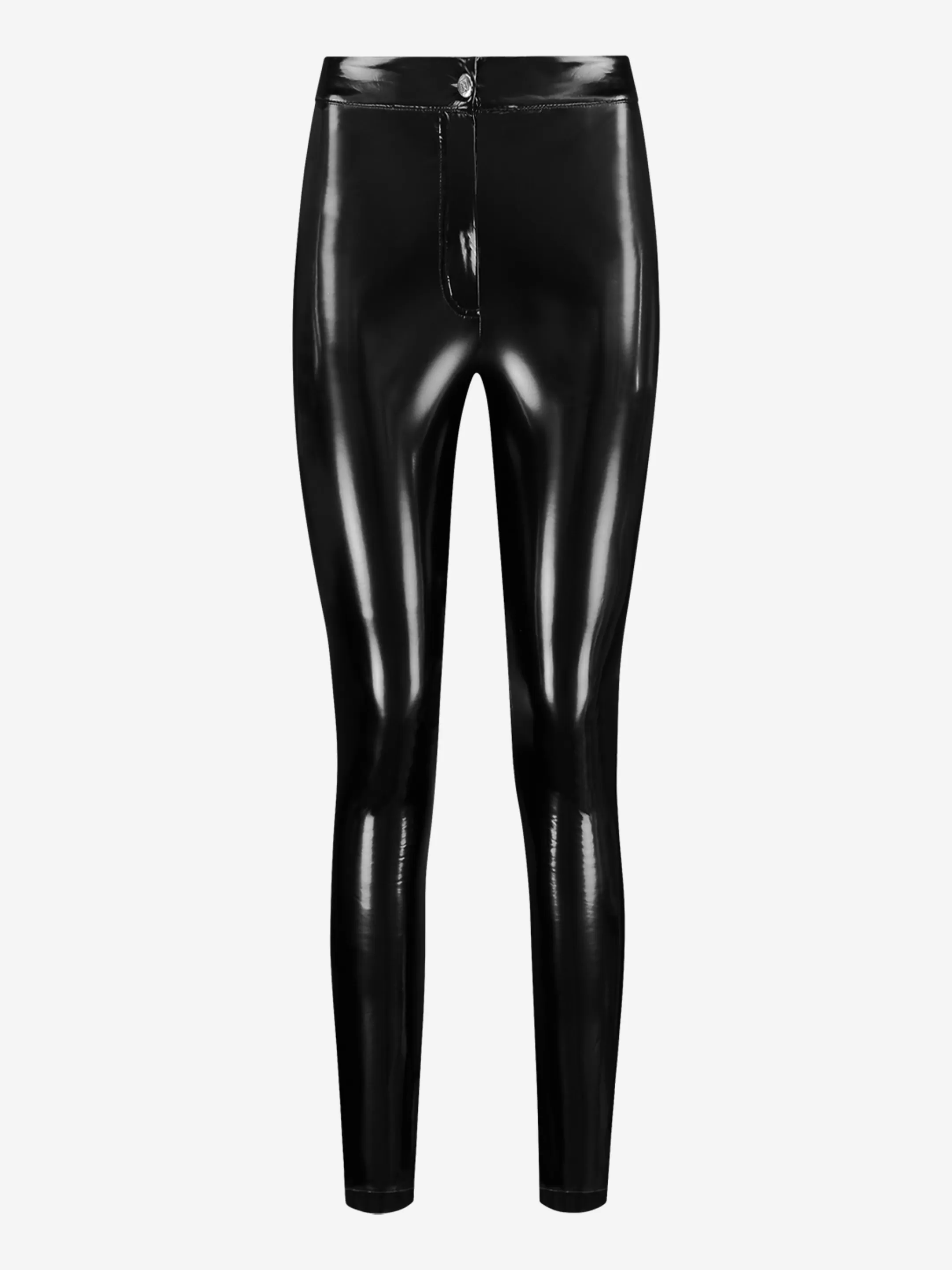 Online NIKKIE Vegan leather lacquer pants with high rise Black