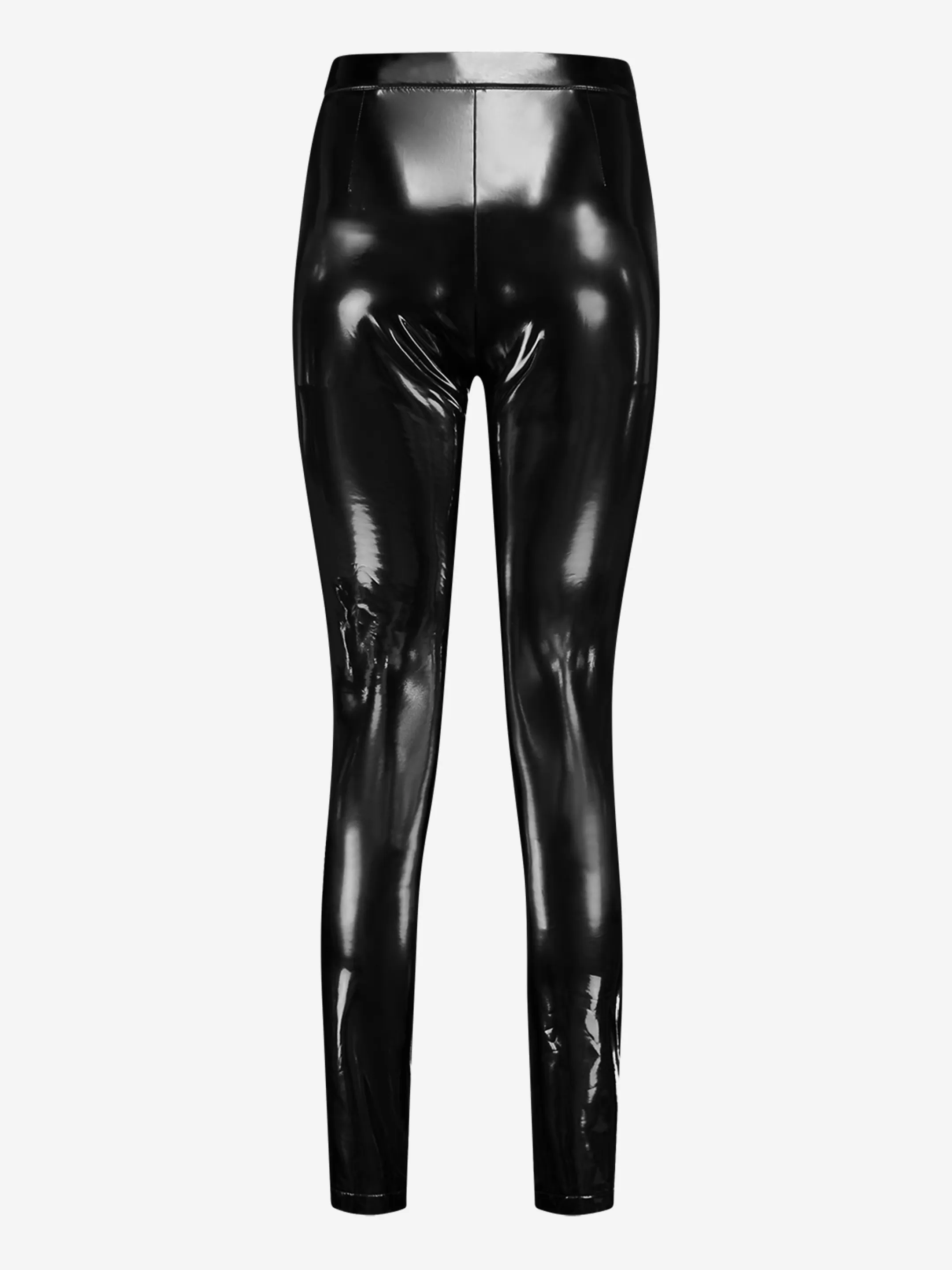 Online NIKKIE Vegan leather lacquer pants with high rise Black