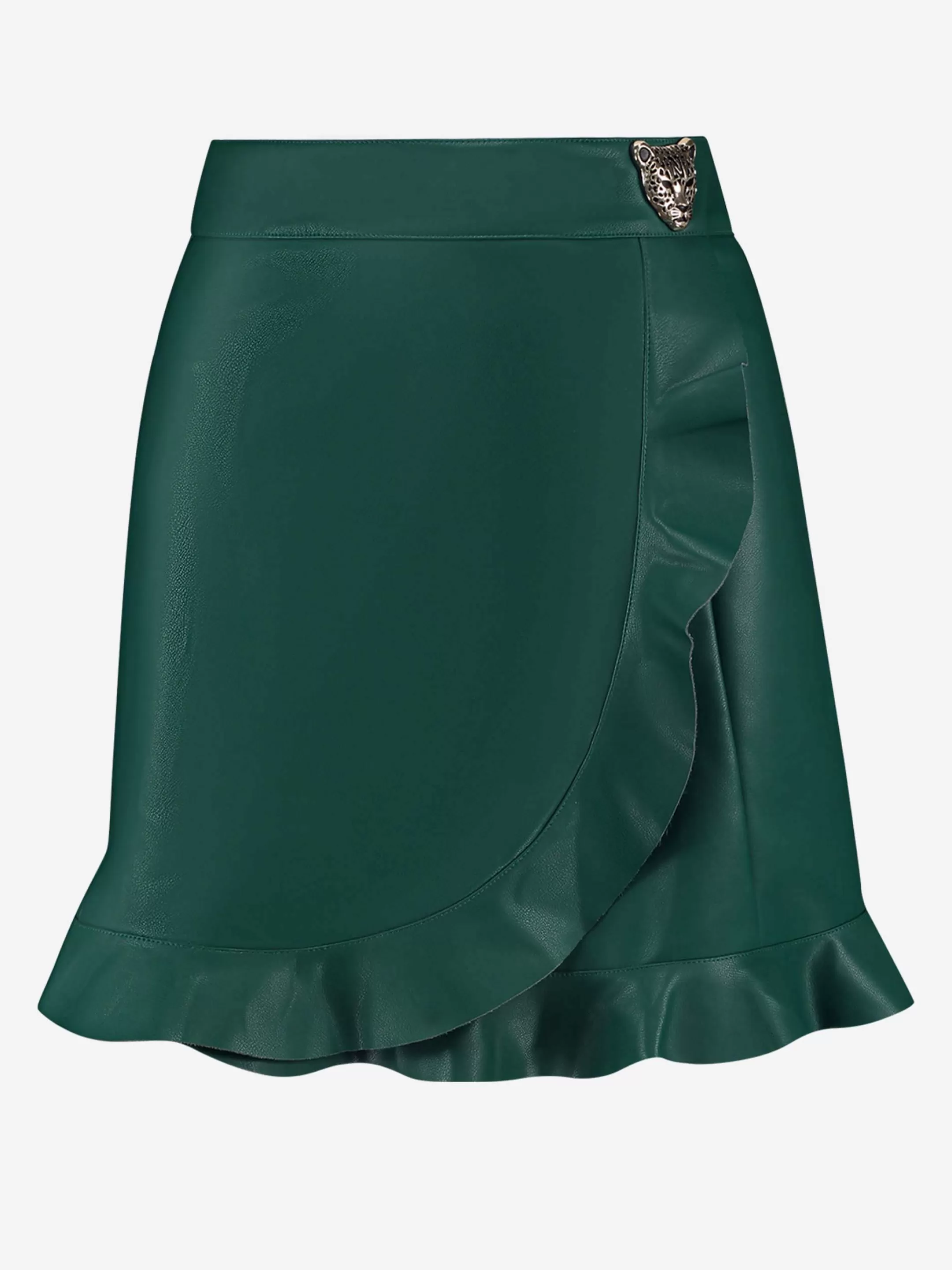 Clearance NIKKIE Vegan leather wrap skirt with leopard detail Evergreen Stripe